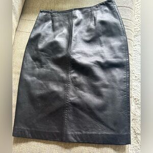 Siena Studio Black Leather Midi Skirt Size 8